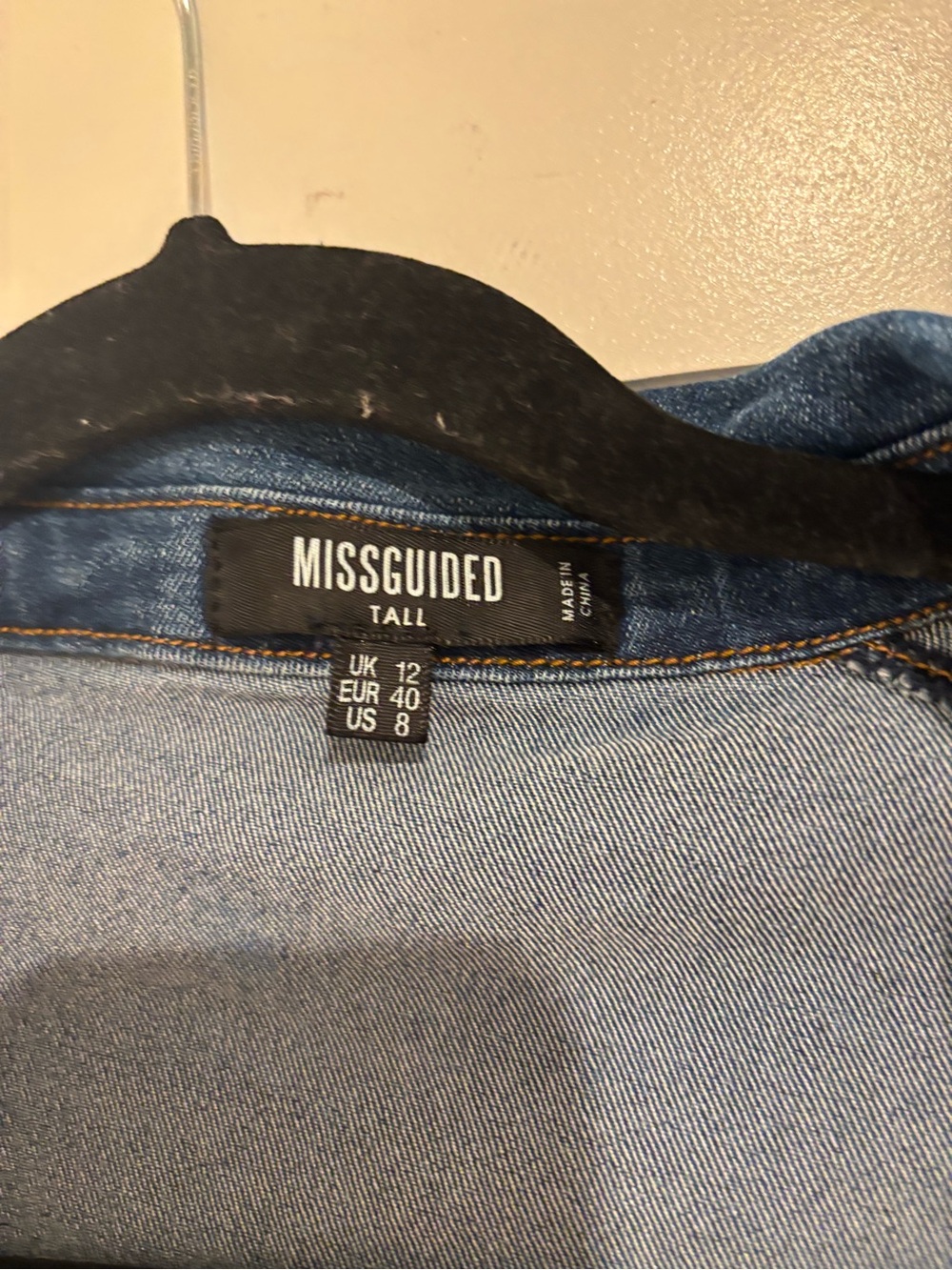 Missguided Blue Long Sleeve Denim Shirt Dress fitted size 8 - Picture 3 of 4